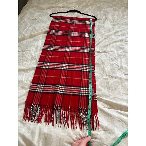 Cashmink red plaid fringe soft scarf - Picture 2 of 5